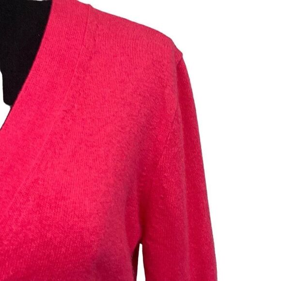 Fuschia pink V neck button down wool blend cardigan J. Crew - Picture 3 of 8
